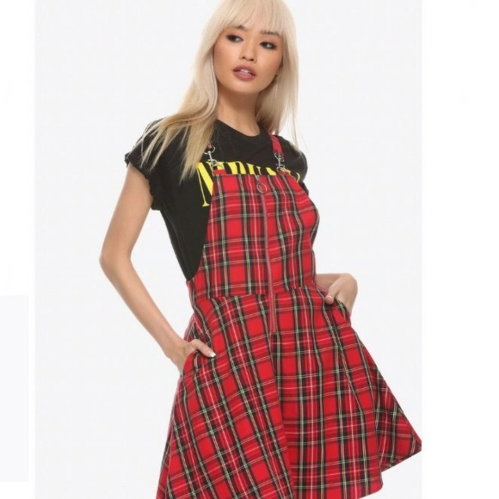 Cute Plaid Overall Dress